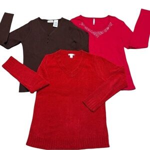 B🌺NEW‼️VINTAGE BUNDLE/LOT/MULTIPLES  “WHITE STAG” OF 3 LONG SLEEVED TOPS+SWEATER